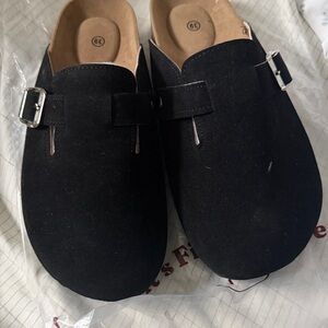 Black Suede Mules
